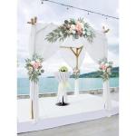 Faux Bloem Swag Set van 2 voor Bruiloft, Huwelijksboog Bloemen Welkom Teken, Witte Huwelijksboog Faux Groen Slinger, Bloemstuk Swag Achtergrond voor Huwelijksceremonie (2 stuks