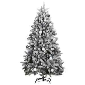 Künstlicher Weihnachtsbaum, Tannenbaum, Christbaum mit Metallständer, Weihnachtsdeko Kunstbaum, 300 LEDs & Kugeln 210 cm