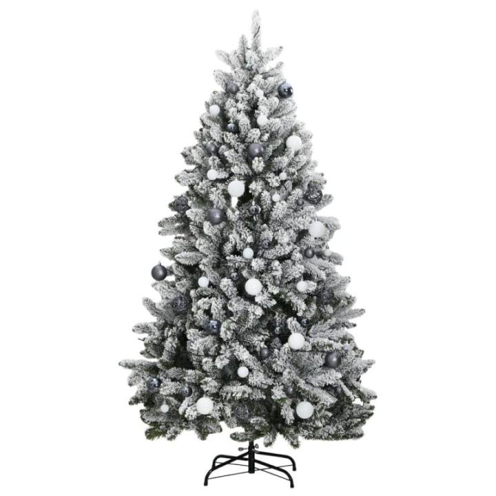 Künstlicher Weihnachtsbaum, Tannenbaum, Christbaum mit Metallständer, Weihnachtsdeko Kunstbaum, 300 LEDs & Kugeln 210 cm