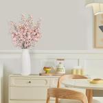 4 stuks kunstkersenbloesem, takken, roze perzikbloemen, 100 cm, kunstbloemen, bulk, lente, zijden bloemen, planten, bundel, lange stelen voor bruiloft, feest, tafel, vaas, decorati