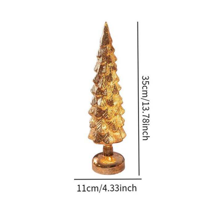 Beleuchteter Tisch-Weihnachtsbaum, Weihnachtsschmuck, Nachtlicht, Nachtlampe für Kaminsims, Schlafzimmer, Fenster, Regal, Wohnzimmer, L Gold