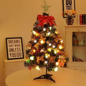 Künstlicher Miniatur-Weihnachtsbaum 60 cm hoch mit dekorativen Ornamenten und LED-Beleuchtung für fröhliche Feiertage