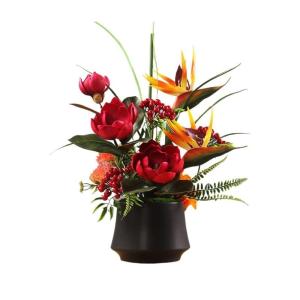 Kunstblumen Künstliche Blumen in Vase – Simuliertes Pflanzenarrangement für Wohnzimmer, Büros und Heimdekoration, lebensecht, pflegeleicht für jeden Anlass
