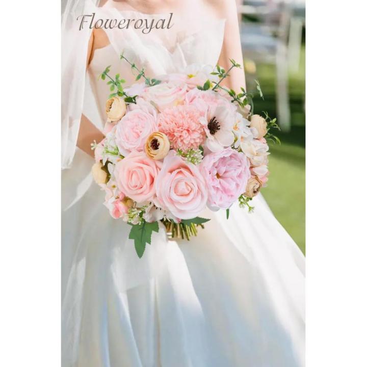 Künstliche Blumen Combo Rosa Blumen Mix Seidenblumen Rosen Pfingstrosen mit Stielen für DIY Hochzeit Brautsträuße, Babyparty, Blumenarrangement, Tischaufsätze, Heimdekoratione
