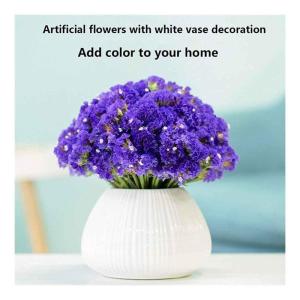 Kunstblumen Realistische künstliche Blume, künstliche Gypsophila-Blume mit Vase, getrocknete Blumen, Dekoration für Zuhause, Küche, Büro, Hotel für jeden Anlass