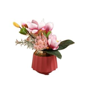 Kunstblumen Künstlicher Blumenstrauß für den Innenbereich – Elegante Kunstblumen mit Keramikvase für Wohnzimmer und Esstisch für jeden Anlass