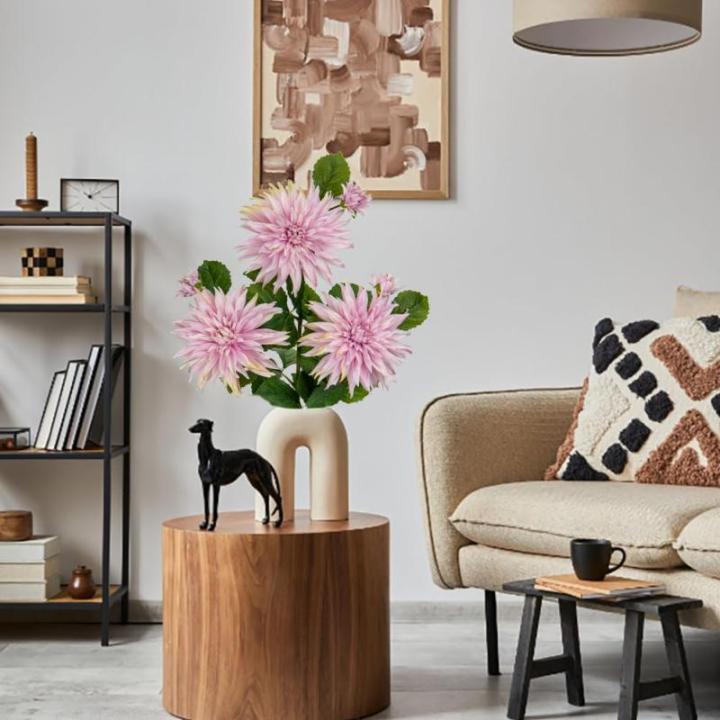 3 stuks roze kunstmatige dahlia's, 75 cm kunstzijden bloemen met lange steel voor bloemarrangementen, faux dahlia's bloemen voor doe-het-zelf bruiloft party middenstuk huis kantoor