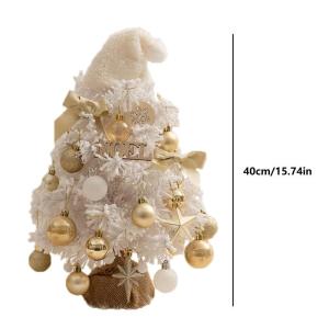 Mini Weihnachtsbaum 40CM Klein Tannenbaum mit Beleuchtung, Tischdeko Christbaum mit LED Lichterkette und Weihnachtskugel, Künstliche Weihnachtsbäume Geschmückt für Weihnachten 