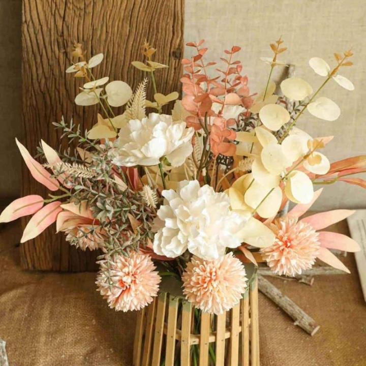 , kunstplanten, kunsthortensia's, zijden bloemen, voor bloemstukken, boeketten, decoratie voor thuis, bruiloft, tuinfeest, champagnekleurig