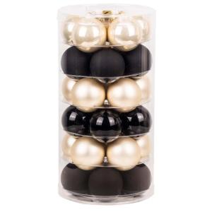 Inge Glazen , mooie glazen met 30 bakjes in doos, kerstboomversiering, kerstboomballen, maanlight shadow - zwart-crème beige
