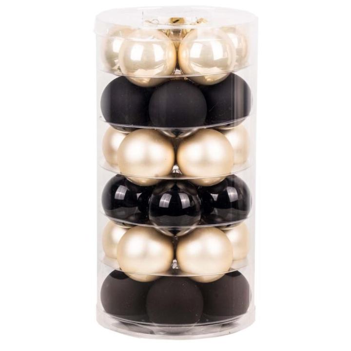 Inge Glazen , mooie glazen met 30 bakjes in doos, kerstboomversiering, kerstboomballen, maanlight shadow - zwart-crème beige