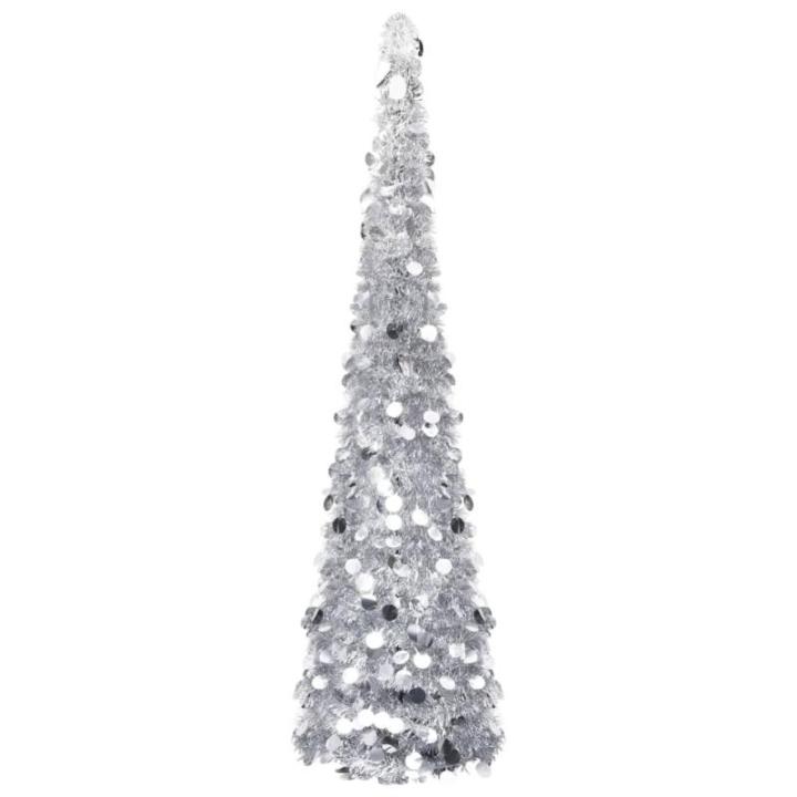 Künstlicher Pop-Up-Weihnachtsbaum Künstlicher Weihnachtsbaum Christbaum Tannenbaum Kunstbaum Weihnachten für Weihnachtsdeko Silber 180 cm PET