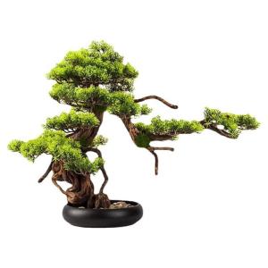 Kunstpflanzen Künstlicher Baum 18 Zoll künstlicher Bonsai-Baum im Topf, künstlicher Baum als Dekoration für den Zen-Garten, der grüne Wächter, der das ganze Jahr über grün 