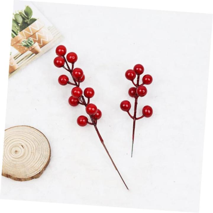100 STK Simulation rote Fruchtgabel kunstpflanze künstliche Pflanzen Zweig der Stechpalme künstliche Beerenstiele Christbaumschmuck gefälschte Burgunder-Beerenpflücker Plastik