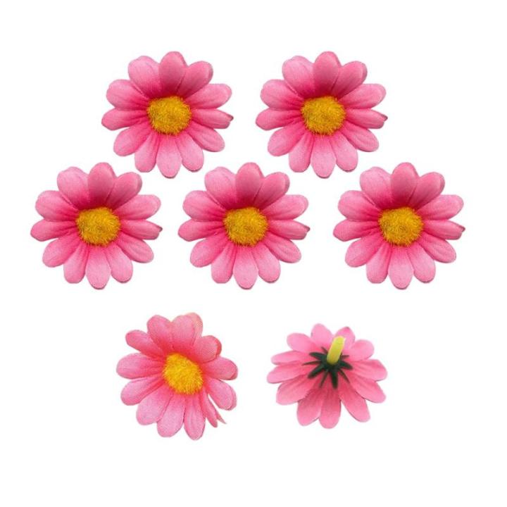 , 100 stuks, roze, kunstgerbera, , koppen, , madeliefjes, namaakbloemen, kleine bloemen voor bruiloft, feest, woondecoratie