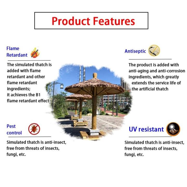 Palm Thatch Roll Künstliche Stroh Kunststoff Künstliche PVC Holzhaus Pavillon Fake Stroh Natürliche Dachdekoration Feuerfest Und Flammenhemmend Thatch Roll 0.5x0.5m(1.64x1.64ft)