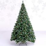 Weihnachtsbaum, 9,8 Fuß beflockter Schnee-Weihnachtsbaum, künstliche Weihnachtskiefern mit aufklappbarer Tannenzapfendekoration, unbeleuchtet, Metallständer for festliche Feiert