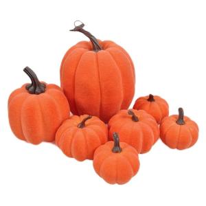 7 stuks kunstpompoenen, kunstpompoenen, Halloween-pompoenen, namaakpompoen voor Halloween-decoratie, festival, boerderij, keukentafel, oranje