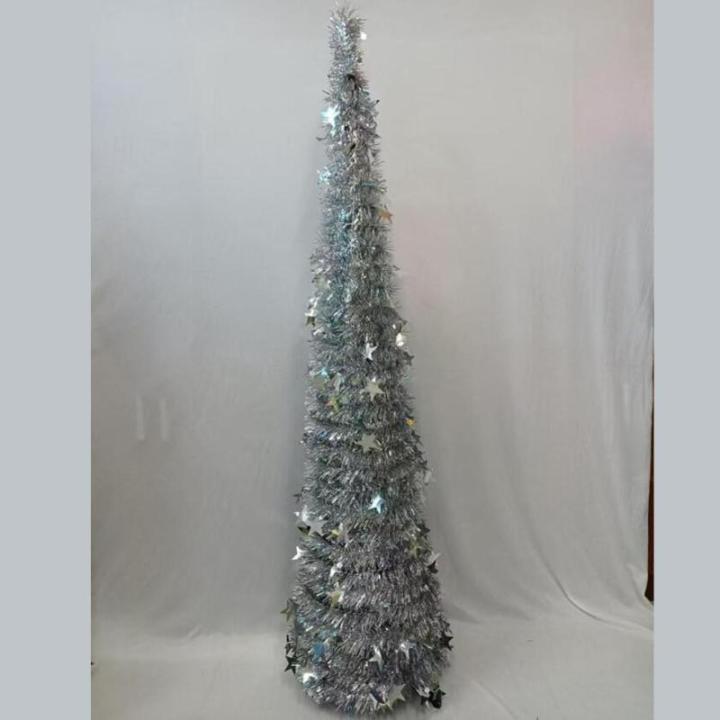 Weihnachtsbaum, PVC-Stern-Glitzer, Festliche, Faltbare Weihnachtsbaum-Figur, Dekoration für Zuhause, Hotel (Silver)