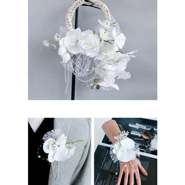 Hochzeits-Reifenstrauß, Hochzeits-Braut-Ansteckblumen, Handgelenk-Ansteckblumen, Hochzeitskranz für die Braut, Brautjungfern, Hochzeitsfeier