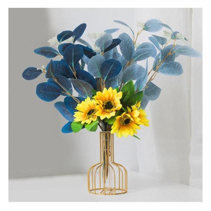 Kunstblumen Künstliche Blumen-Pflanzen-Set, künstliche Seidenblumen mit Leichter Luxus-Vase aus Schmiedeeisen, für den Hochzeitshausgarten für jeden Anlass