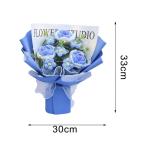 Kant-en-klare gehaakte bloemen boeket met licht handgemaakt gebreid kunstboeket. Klaar gebreid bloemenboeket voor bruiloft, blauw