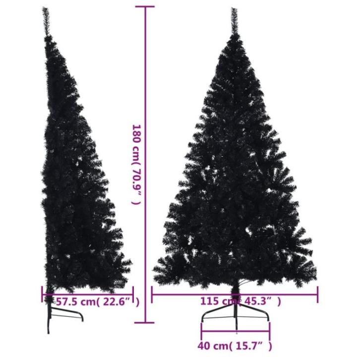Kunstkerstboom met standaard, 180 cm hoog, kunstdennenboom, kerstdecoratie, kunstboom, hoge pvc en staal, zwart