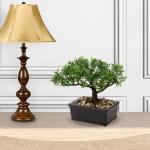 Kunstbonsai Natuurgetrouwe kunstplant, kunstboom, bonsai, ceder, grenen, podocarpus, plastic plant, kunstplant met keramische pot in zwart, voor badkamerdecoratie, desktop, kantoor