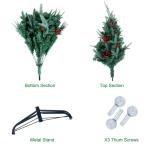 150 cm kerstboom met 12 m 240 leds lichtsnoer, kunstkerstboom + PE kerstboom met boom 450 takken/39 gemengde dennennaalden/39 rode bessen voor Kerstmis feestelijke decoratie