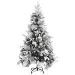Weihnachtsbaum mit Schnee Künstlicher Weihnachtsbaum mit Tannenzapfen Hoher Weihnachtsbaum mit Ständer Grüne Schneespitze 195 x 95 cm