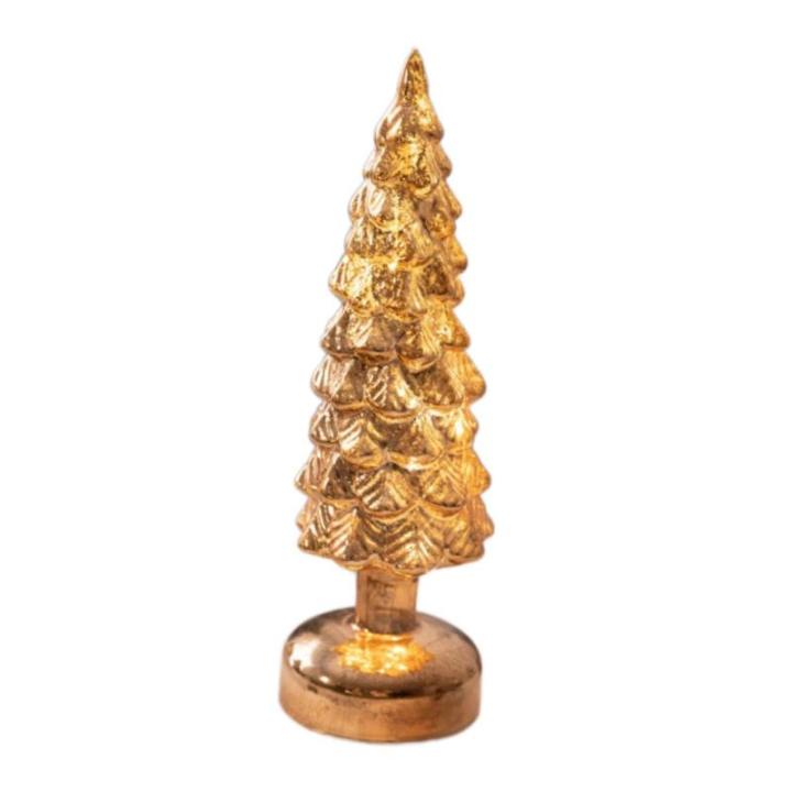 Beleuchteter Tisch-Weihnachtsbaum, Weihnachtsschmuck, Nachtlicht, Nachtlampe für Kaminsims, Schlafzimmer, Fenster, Regal, Wohnzimmer, S Gold