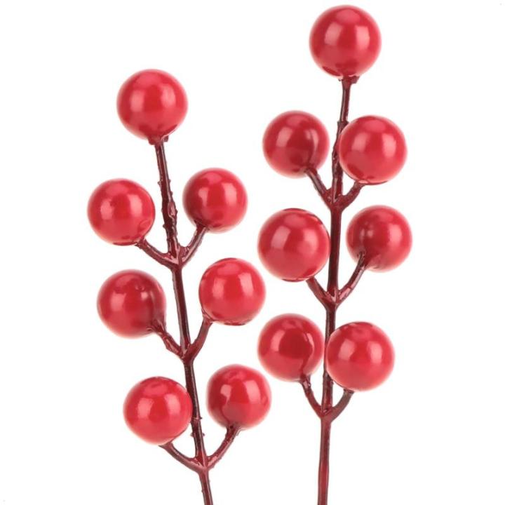 25 x decoratieve takken, decoratieve kleine takken met bessen, decoratieve takken als tafeldecoratie, knutselaccessoires voor doe-het-zelfwerkzaamheden (25 stuks, enkele rode besse