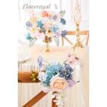 Künstliche Blumen Combo Fee Blau Blumen Mix Seidenblumen Gefälschte Rosen mit Stielen für DIY Hochzeit Brautsträuße Babyparty Blumenarrangement Tischaufsätze Heimdekorationen