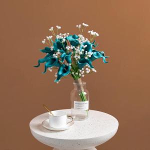 20 stuks kunstmatig calla lelie bruid bloem latex echte aanraking familie decoratie party bruiloft hotel decoratie boeket (groenblauw)