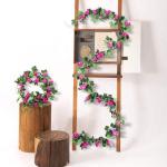 guirlande met kunstrozen, 2 stuks, 220 cm, hangende bloemen van zijde voor outdoor, indoor, bruiloft, badkamer en wanddecoratie (paars)