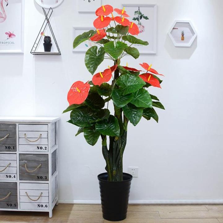 Kunstblumen 170 cm großer künstlicher Baum/Pflanze, große bodenstehende Moderne künstliche Pflanzen für den Innenbereich, grüne Topfdekoration in schwarzem Kunststofftopf fü