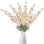 6 stuks Delphinium witte ridderspoor , 85 cm nepbloemen, bulk zijden bloemen met stengels, echte look voor huis, tuin, bruiloft, arrangement, decoratie (wit