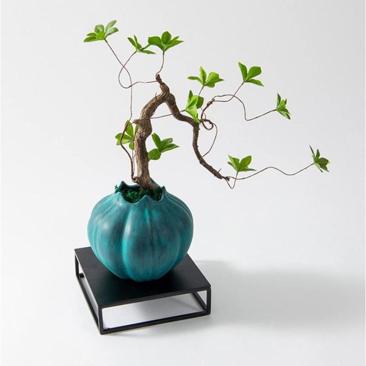 Künstlicher Bonsai-Baum Künstliche Bonsai-Baumpflanzen mit Vintage-blauen Töpfen, Simulationsblume, künstliche Topfpflanze, elegante Innen-, Büro- und Wohnzimmer-Desktop-Dekor