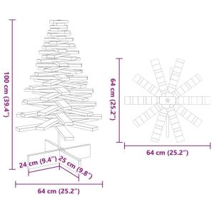 Kerstboom, dennenboom hout om te versieren, kerstboom houten boom DIY kerstdecoratie decoratieve boom kerstdecoratie, wasbruin 100 cm massief hout grenen