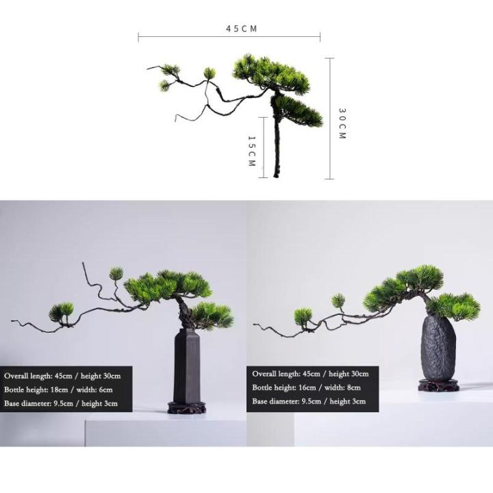 Künstlicher Bonsai-Baum Chinesischen Stil Simulation Begrüßen Kiefer Künstliche Bonsai Keramik Vase Set Wohnzimmer Zimmer Zen Dekoration Gefälschte Kiefer Bäume Künstliche B