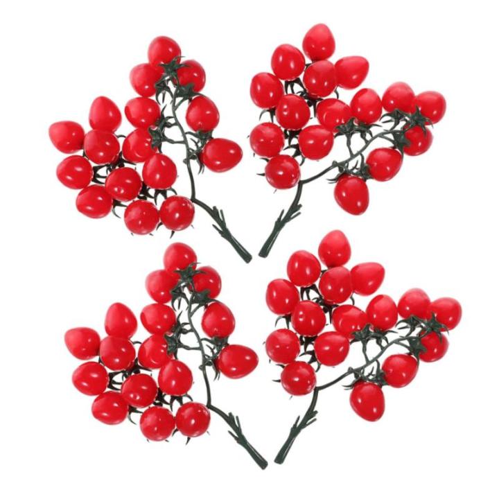 12 STK Simulierte Kirschtomaten Kirschtomatenmodell Gefälschte Kirschtomaten Schmücken Mini-Cherry-Tomaten Simulation Kirschtomaten Zuhause Gefälschte Fruchtstütze PVC Rot