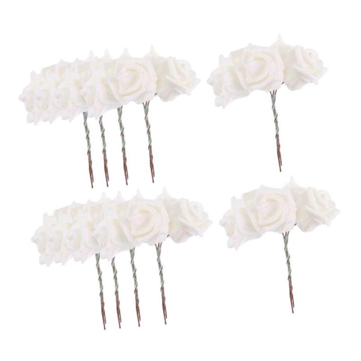 50 Stück Rosenkopf Künstliches Blumendekor Aussehende Gefälschte Rose Simulationsblumenstrauß Künstlicher Rosenstrauß Gefälschte Blumenköpfe Künstliche Blumen Weiß Sport