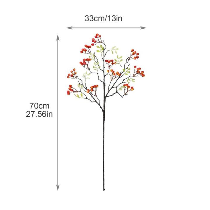 4 Stück künstliche Beerenzweige mit langem Stiel, 60 cm rote Beerenstiele, künstlicher Beerenstrauß für Tischdekoration, Vase, Zuhause, Weihnachtsdekoration, 27.5 Inches
