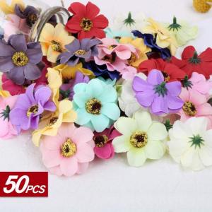 50 stuks kunstmadeliefjes, bloemkelken, , kleurrijke bloemkelken, mini zijden bloemen voor het knutselen, scrapbooking, bruiloften, feesten, woondecoratie - willekeurige kleuren