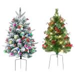 Holiday Planter Filler, Artificial Christmas Urn Filler, Faux Christmas Flowers for Outdoor Planters, Lighted Artificial Christmas Pre-lit Decorations with Tripod Stake, Pot Filler