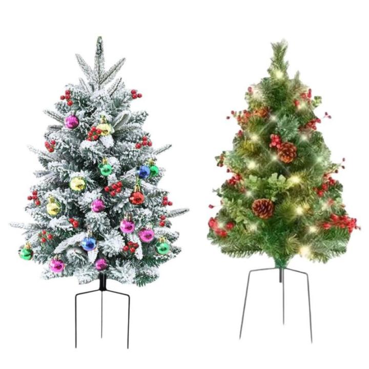 Holiday Planter Filler, Artificial Christmas Urn Filler, Faux Christmas Flowers for Outdoor Planters, Lighted Artificial Christmas Pre-lit Decorations with Tripod Stake, Pot Filler