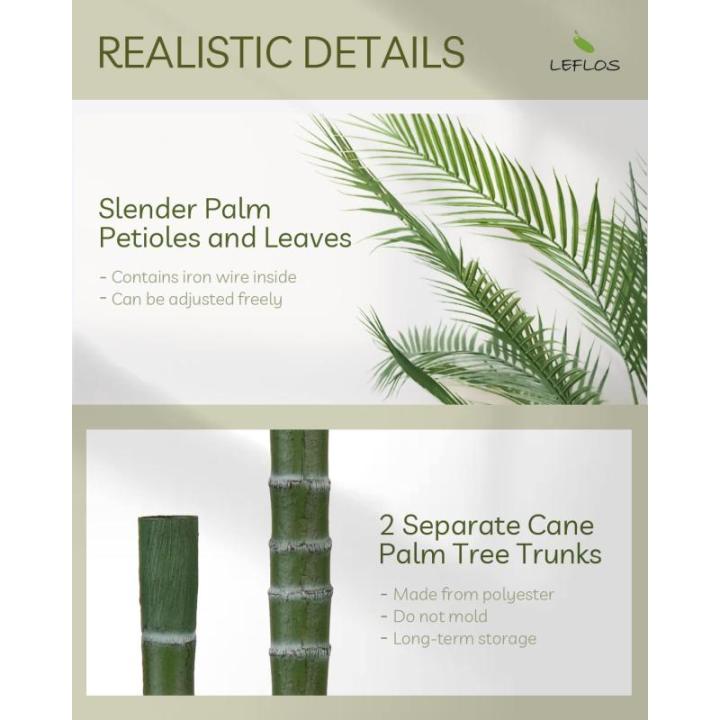 165cm künstliche Phoenix Palme, Areca Palme nur für den Innenbereich mit 2 abnehmbaren Stämmen und 24 verstellbaren Palmenblättern, deko für Büro, Laden, Wohnung und Party