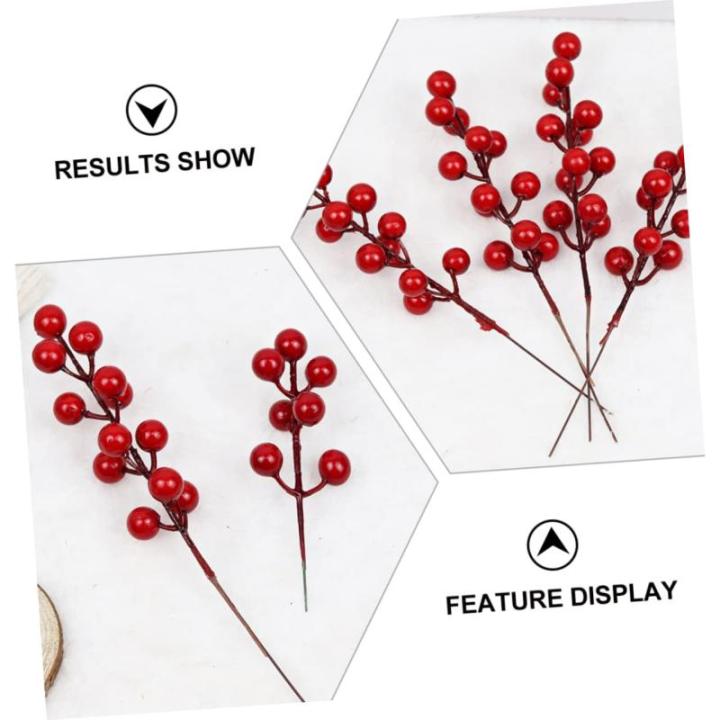 40 STK Simulation Rote Fruchtgabel Holly Beeren Stammt Künstliche Beerenstiele Künstliche Stechpalmenbeeren Weihnachtskranz Beere Gefälschte Beerenstiele Roter Beerenkranz Schau