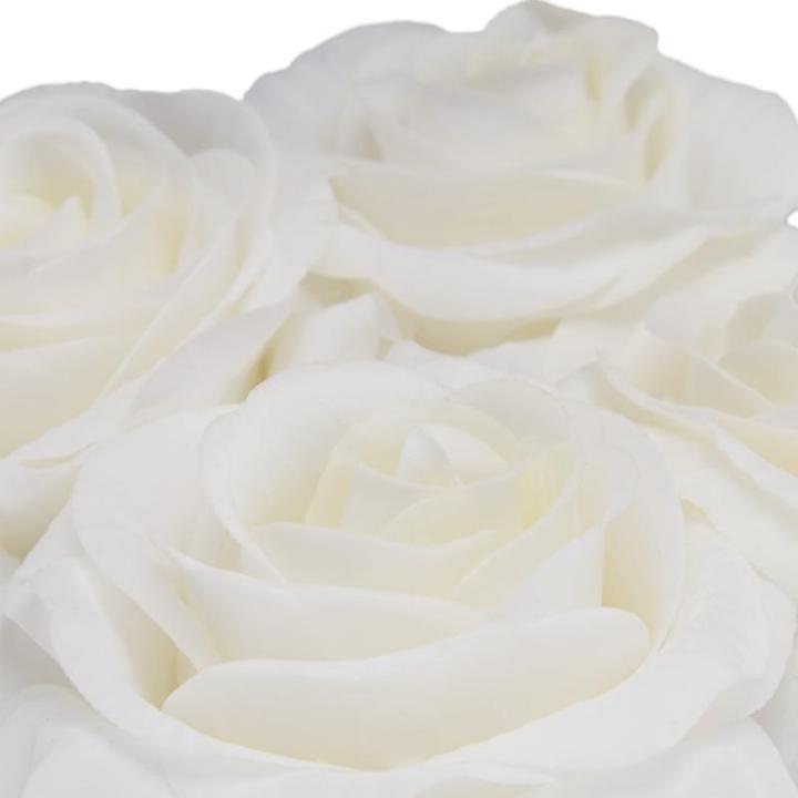 Rozenbox rond, 4 rozen, stevige bloemenbox, wit, 10 jaar houdbaar, cadeau-idee, decoratieve bloemenbox, wit, 14 x 13 x 13 cm