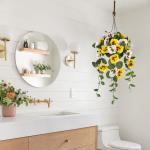 Pansy Kunstbloemen als echte viooltjes, hangende planten, kunstbloemen, Pansy met hanglamp, hoogte 70 cm, kamerplant, struik, decoratieve plant, groene plant